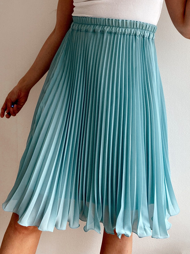 Jupe mi-longue Vintage turquoise plissée  M/L