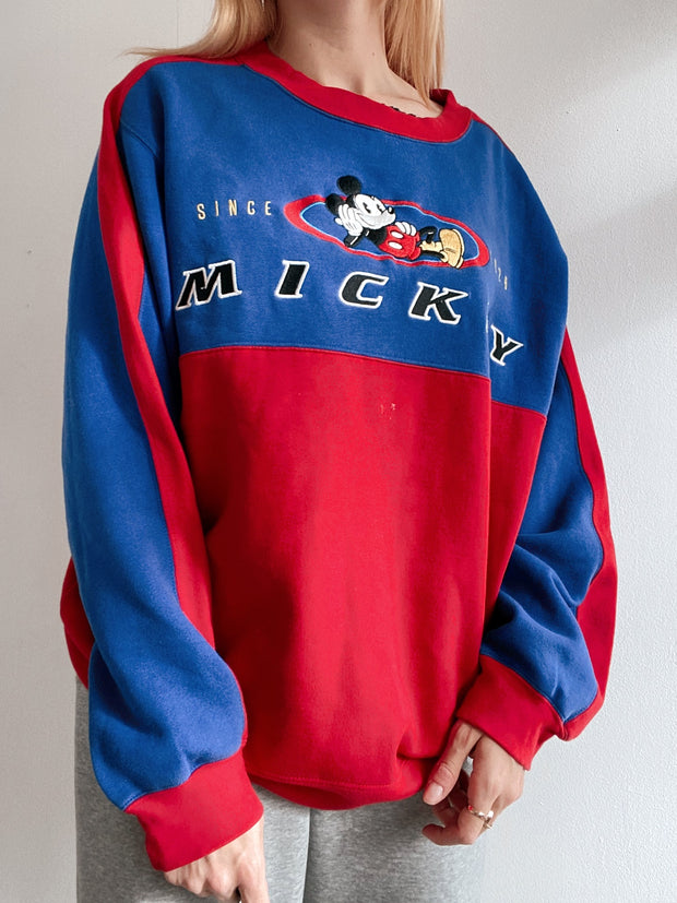 Vintage Mickey Pullover Rot und Blau L