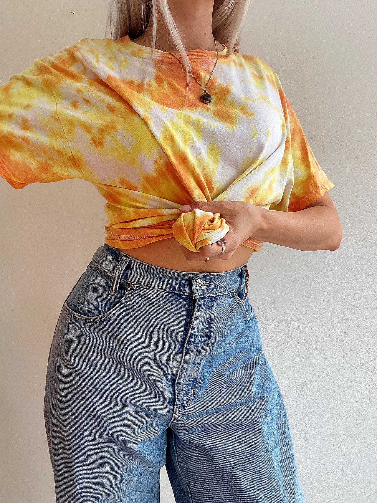 T-shirt vintage tie and dye Jaune L