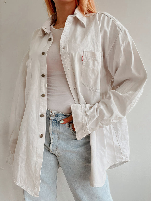 Chemise vintage en jeans blanc XL