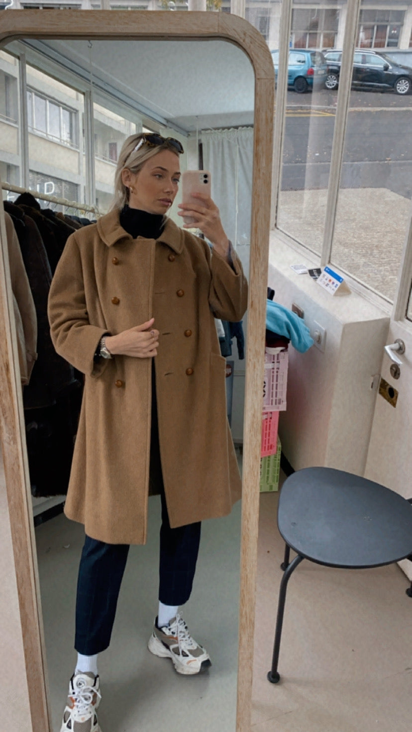 Manteau en laine beige camel M