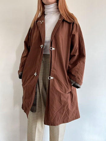 Trench coat vintage brun chocolat  M/L oversized