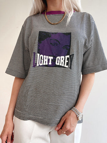 T-shirt vintage Light Grey noir, blanc et violet M