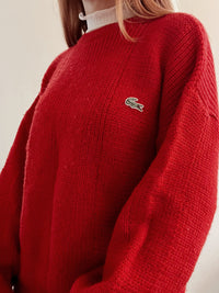 Vintage Lacoste roter Wollpullover XL