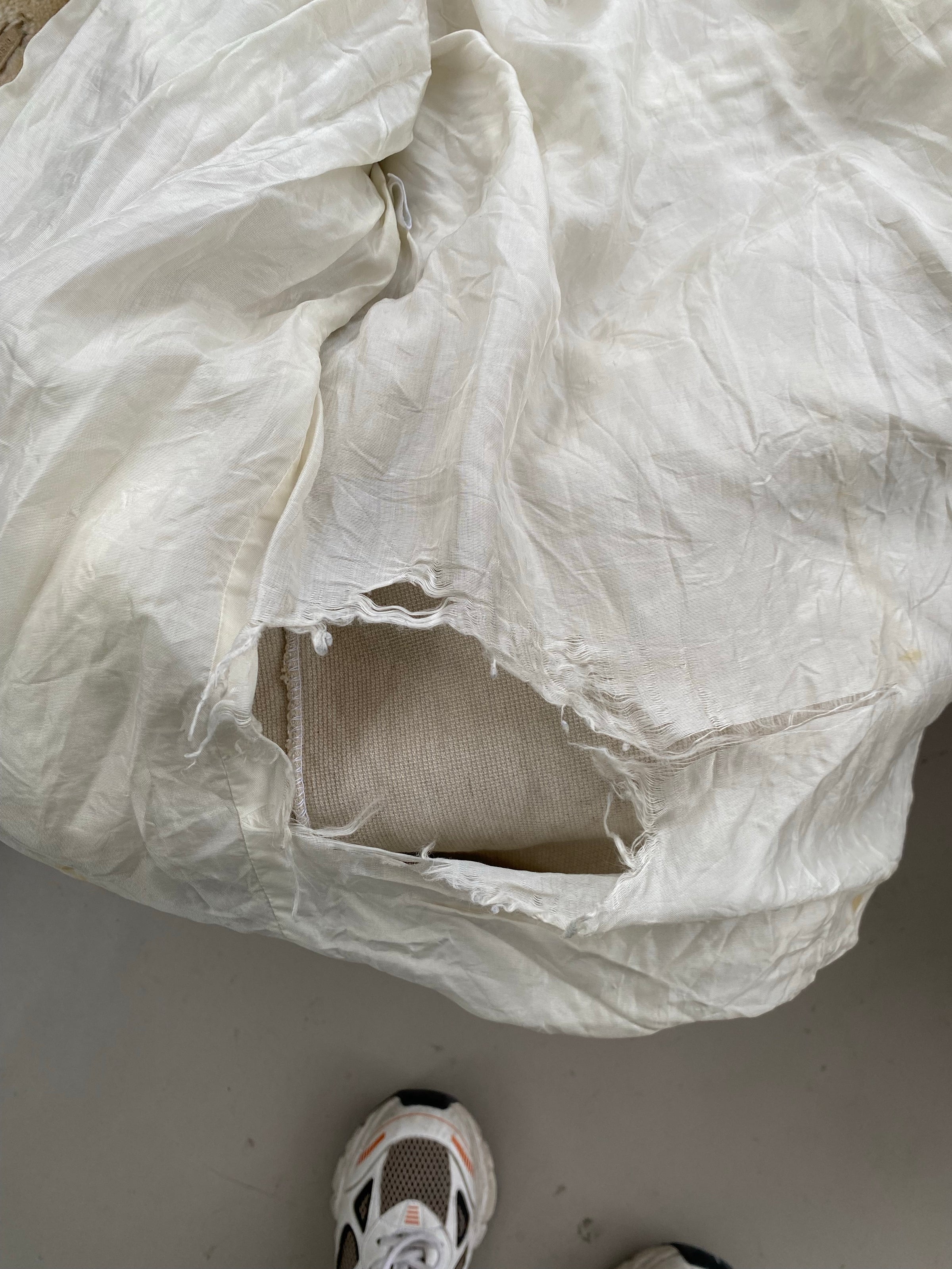 Cremefarbener Kunstpelzmantel M 