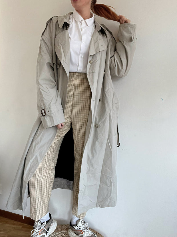 Trench coat vintage gris/beige  L oversized