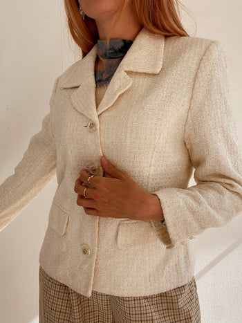 Veste blazer vintage courte blanc cassé  M