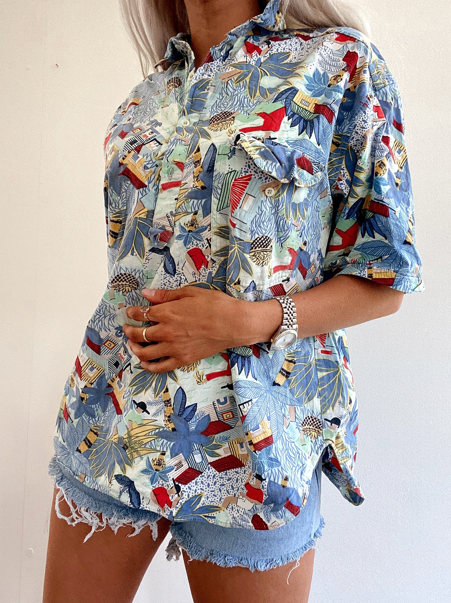 Chemise Vintage 80/90s multicolore à motifs