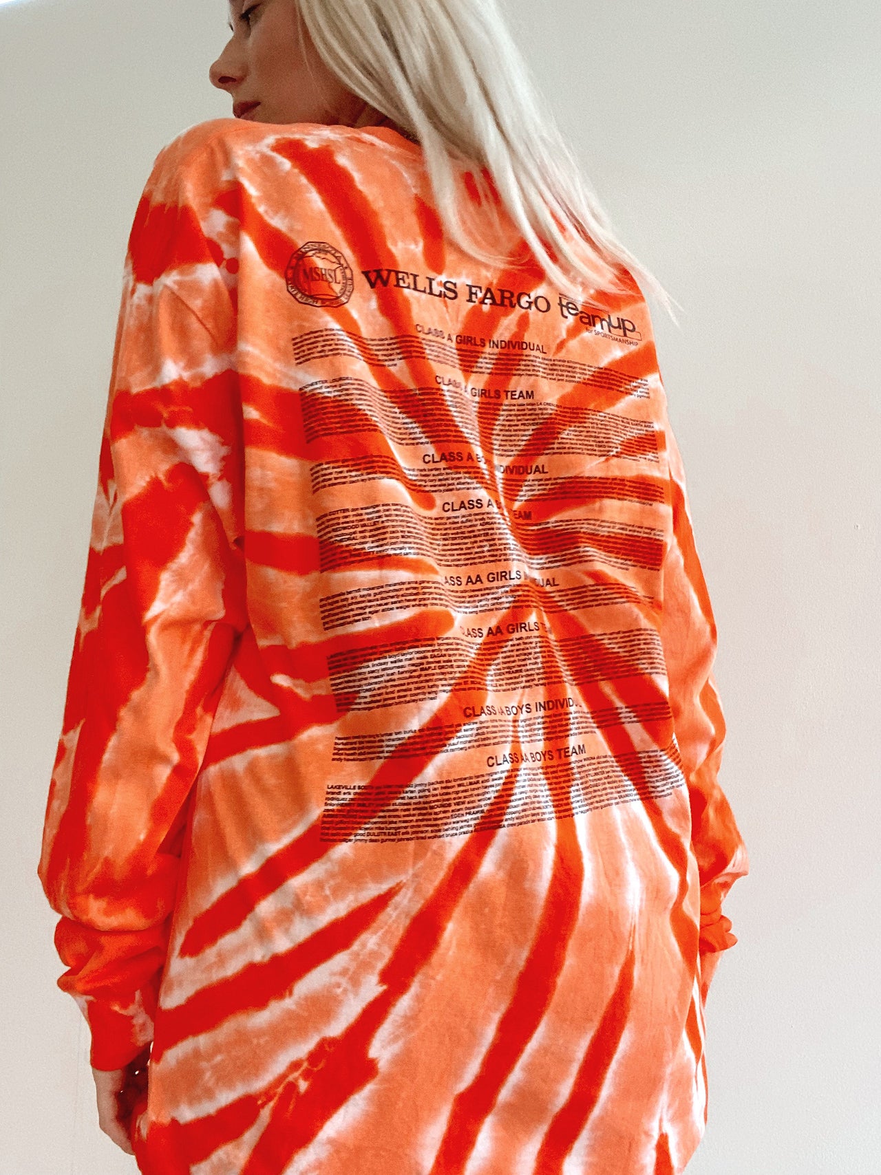 T-shirt à manches longues orange tie and dye XL