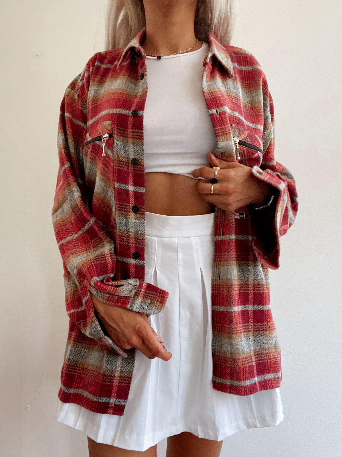 Chemise Vintage à carreaux rose