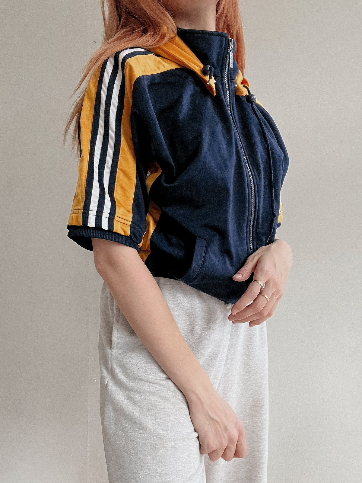 Vintage dunkelblaue Joggingweste Adidas L