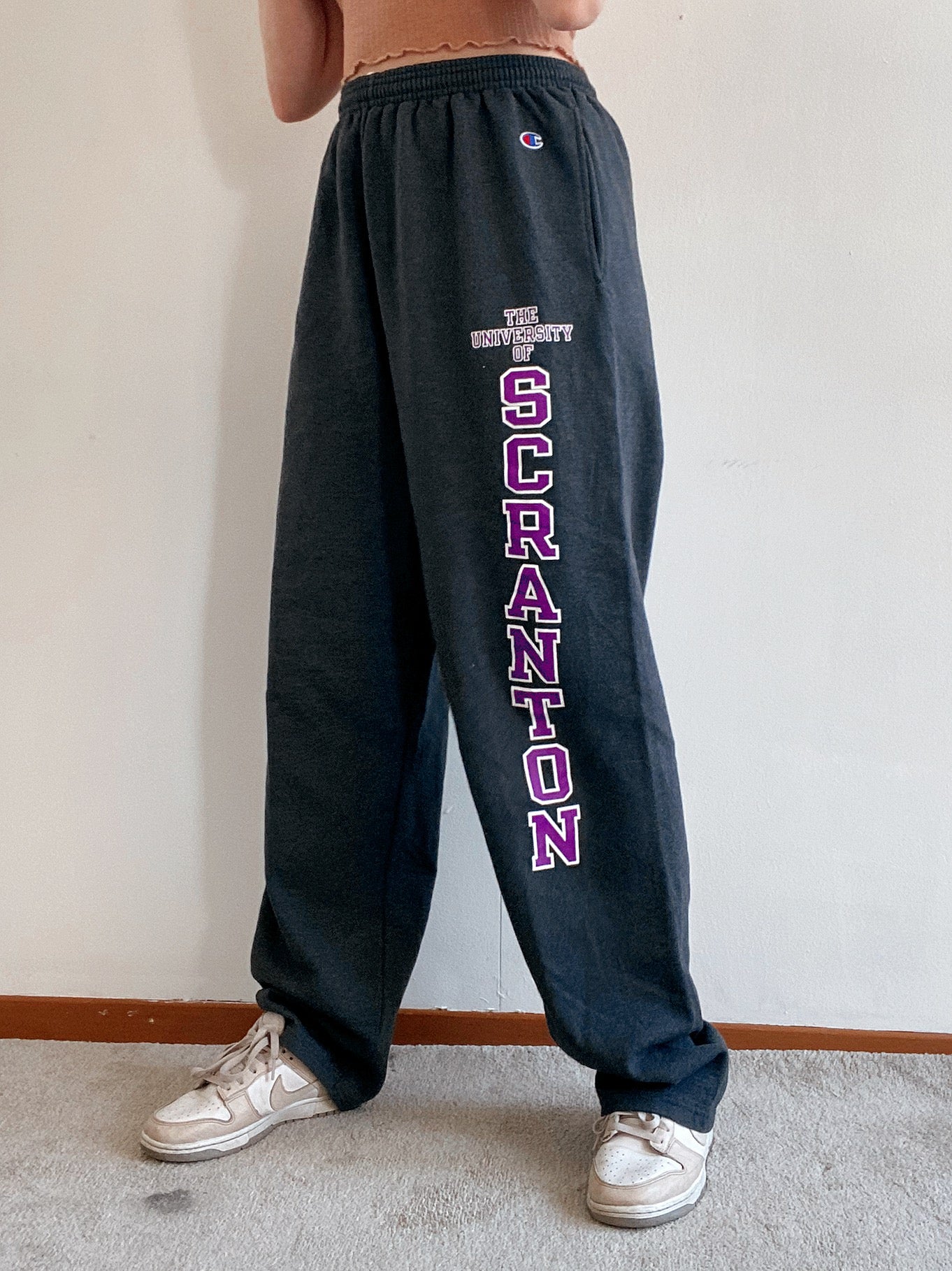 Vintage graue und lila Jogginghose XL