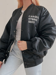 Veste bomber vintage noire brillante XL