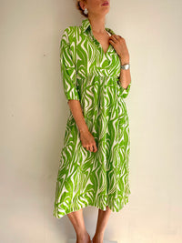 Robe vintage verte à motifs M