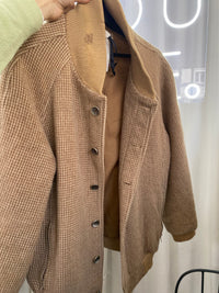 Bomberjacke aus beige-weißer Wolle L/Xl 