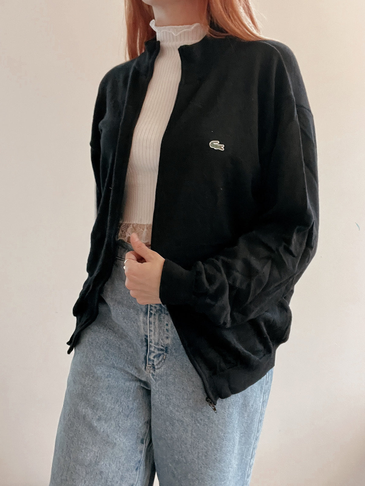 Jacket vintage Lacoste avec zip noir