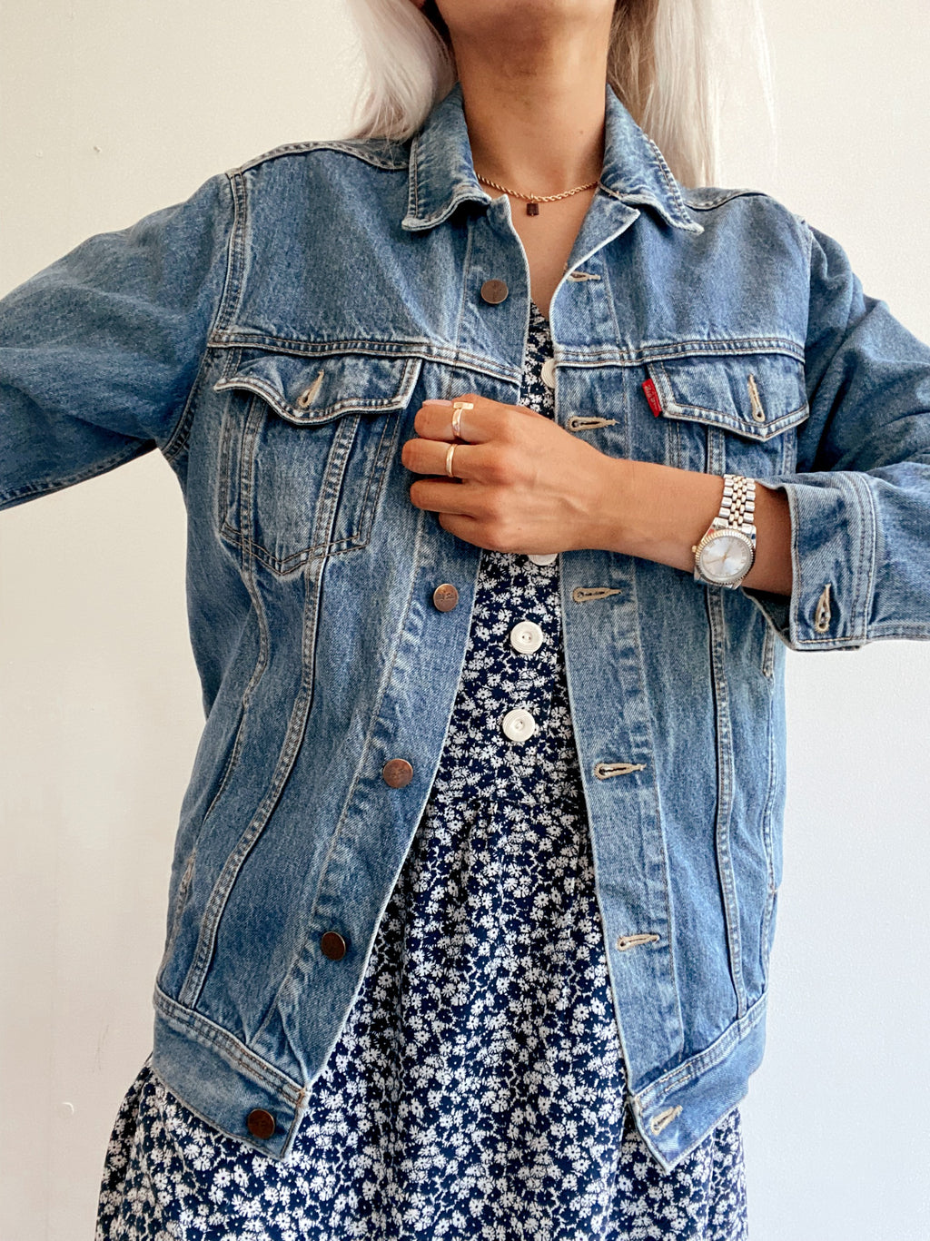 Blaue Vintage-Jeansjacke M
