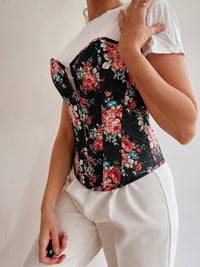 Corset/Lingerie noir à fleurs S
