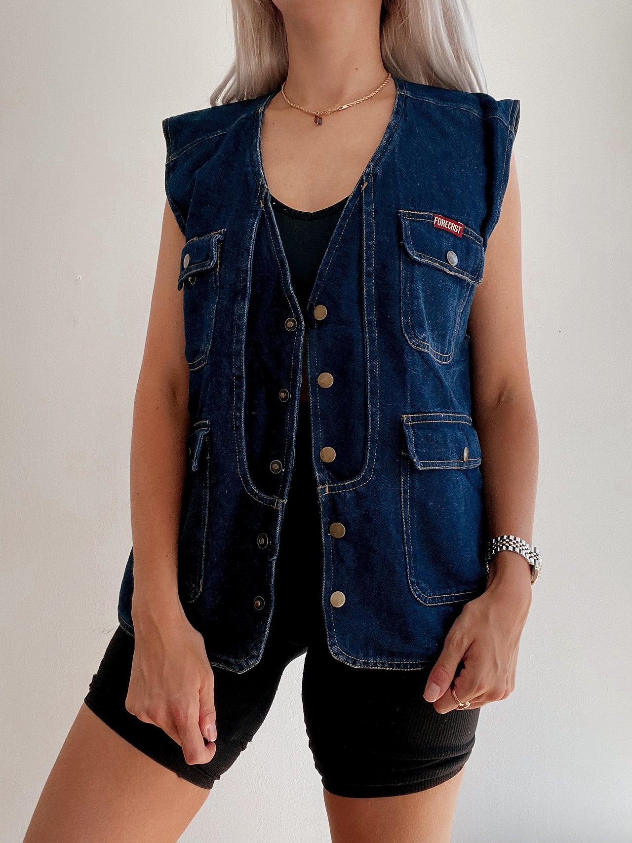 Gilet sans manche vintage bleu en jeans