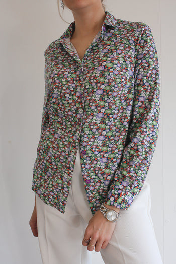 Chemise Vintage 80/90s violette et orange à fleurs S