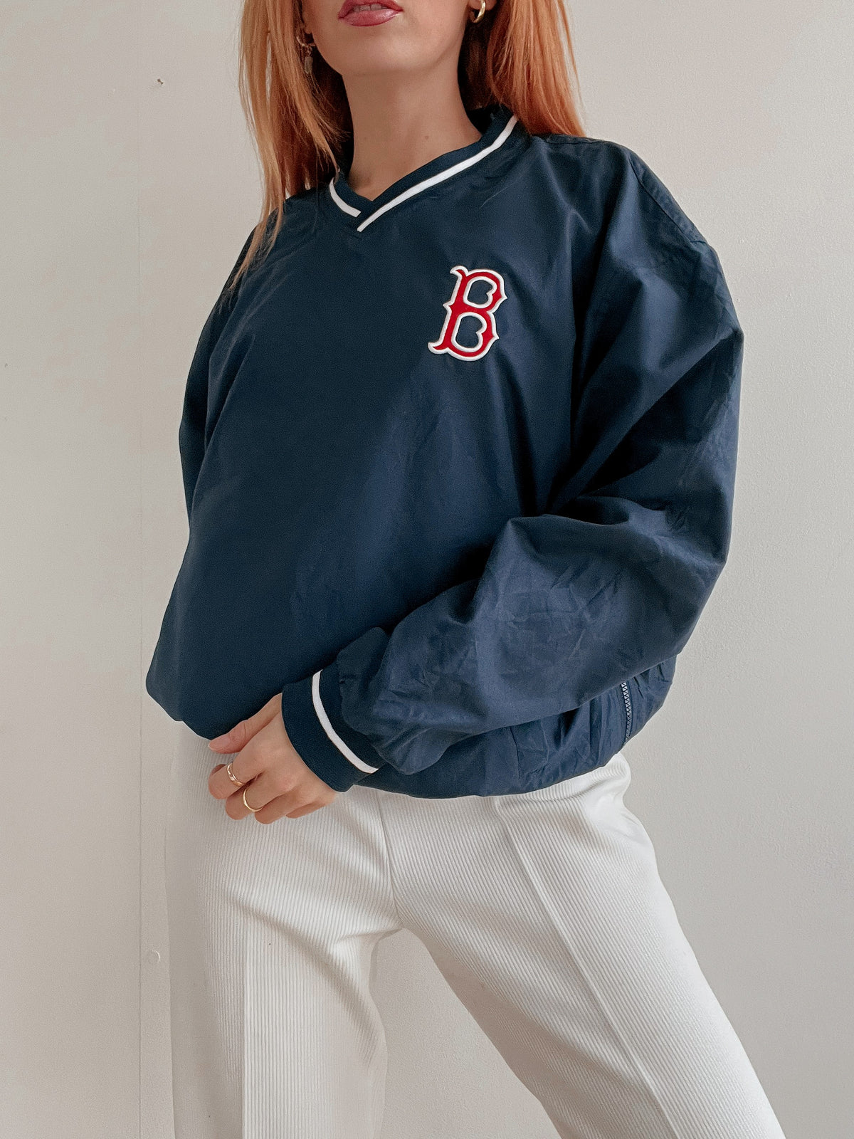 White and blue jacket with orange collar Adidas XL