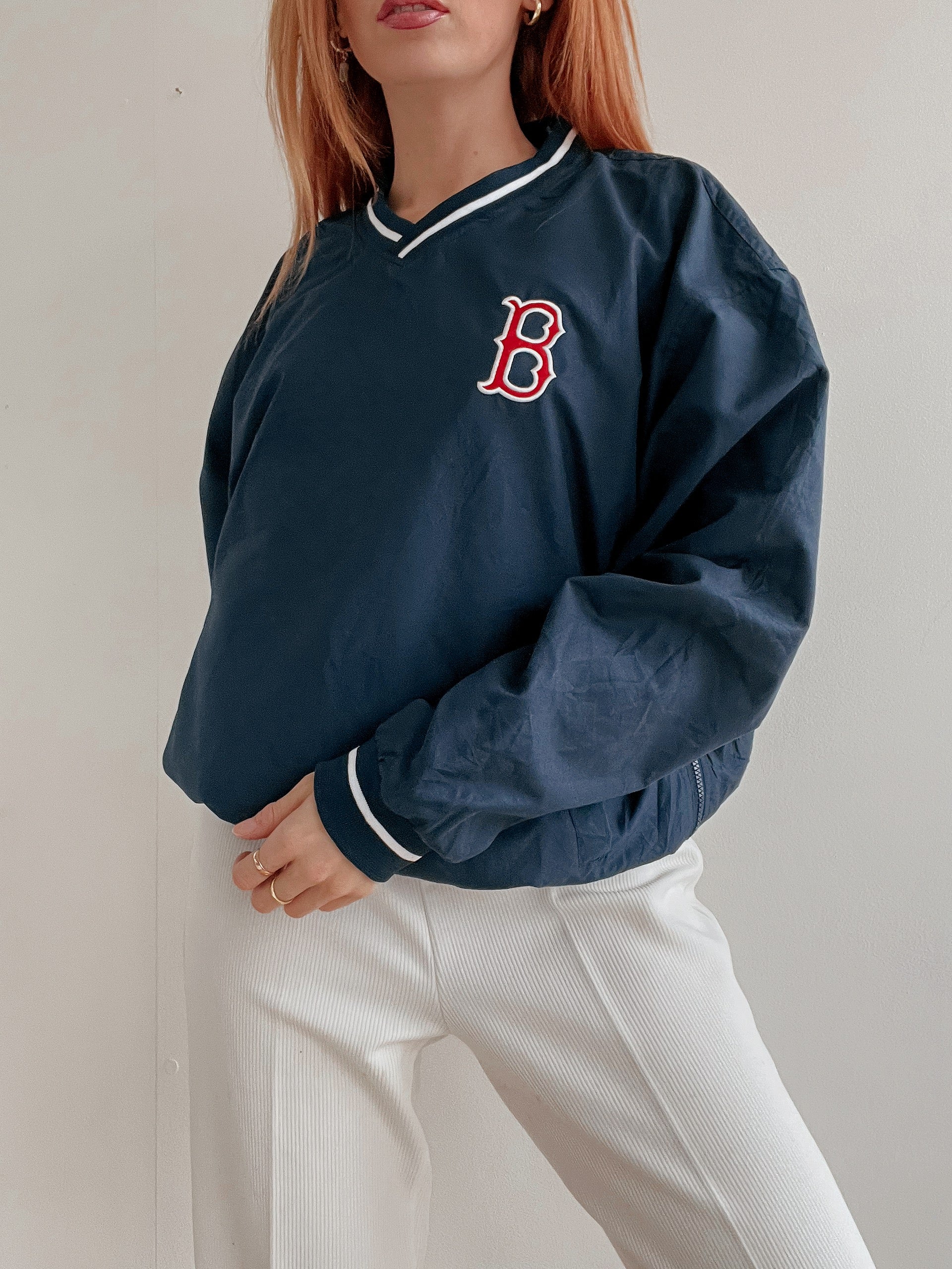 White and blue jacket with orange collar Adidas XL