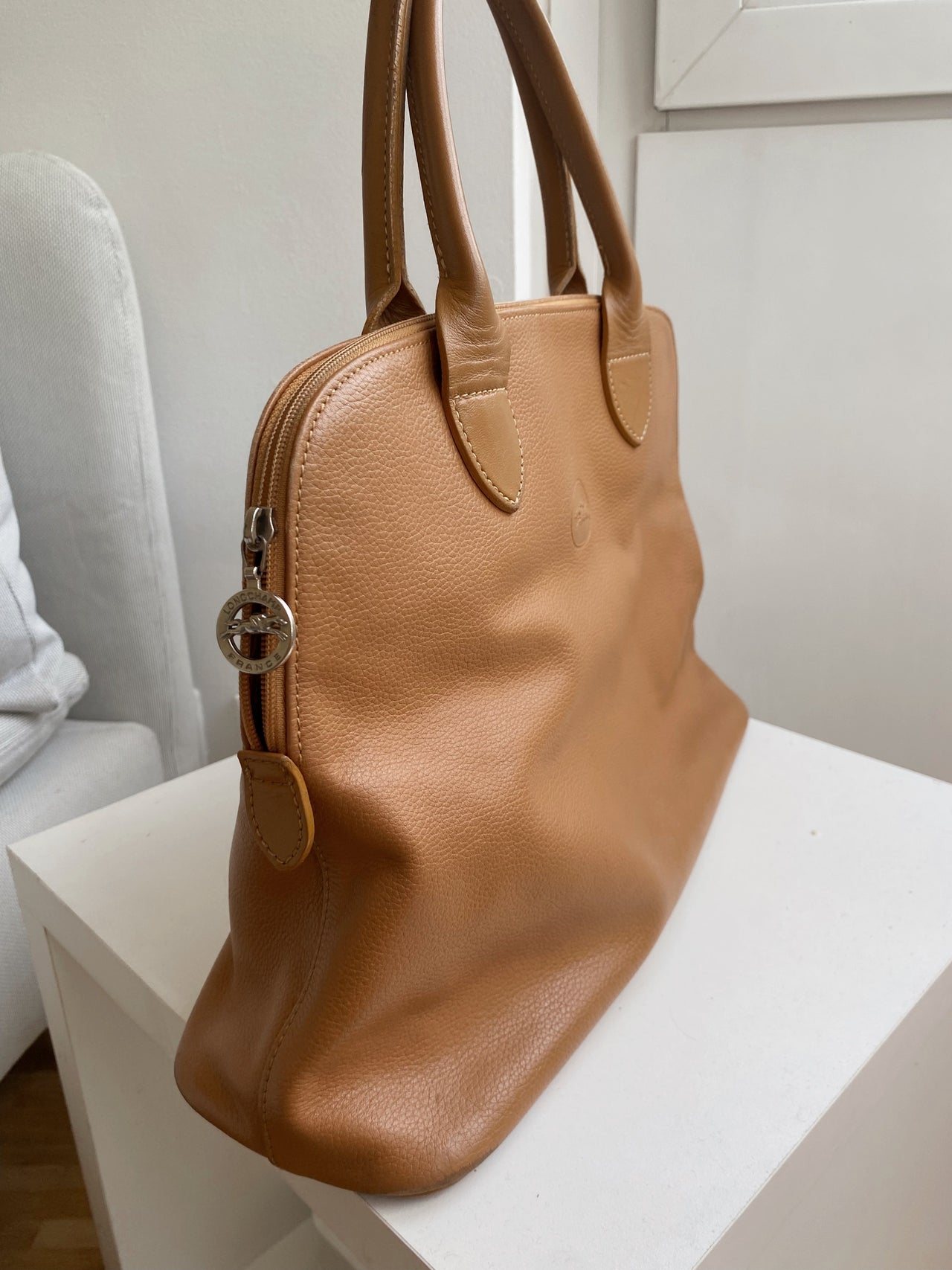 Sac à main en cuir beige/camel Longchamp