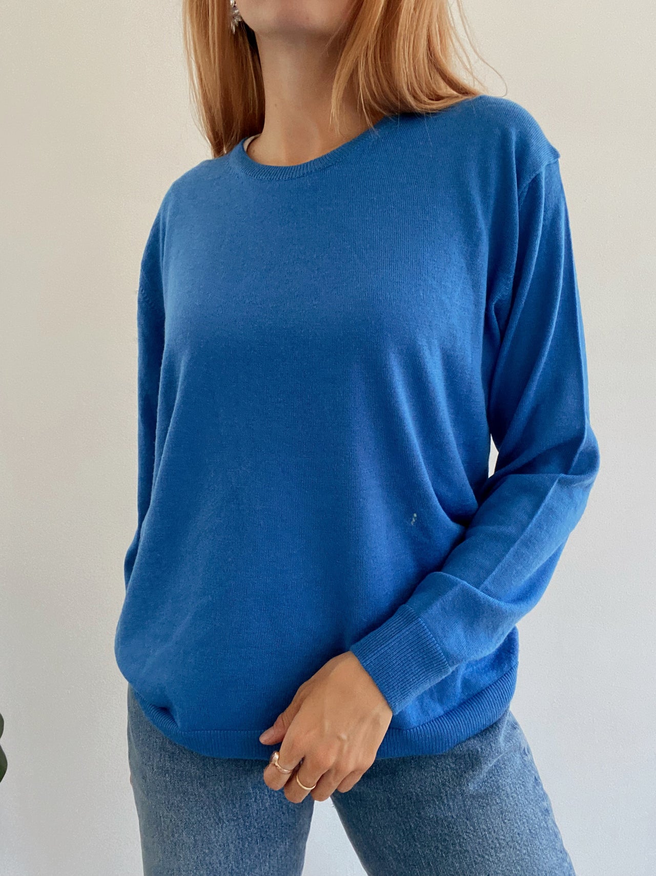 Pull vintage en laine bleu