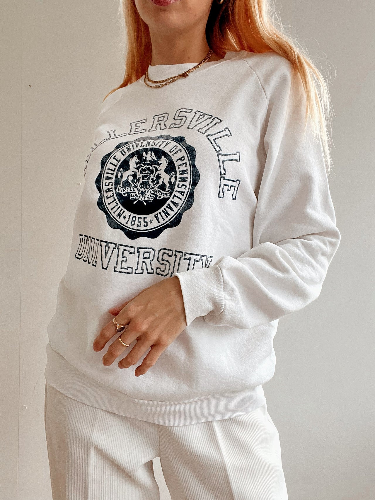 Pull vintage américain blanc L