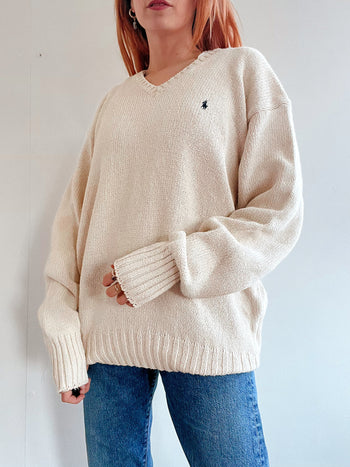 Pull blanc cassé Ralph Lauren XL