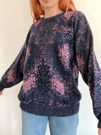 Pull vintage en laine violet M/L