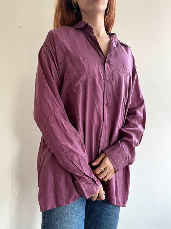 Chemise en soie violette XL