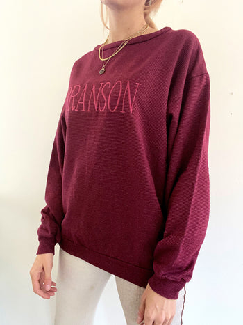 Pull vintage américain bordeaux brodé L