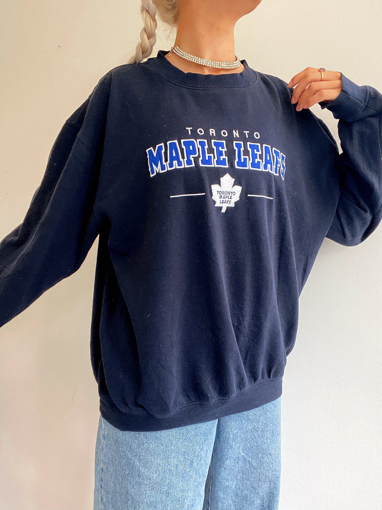 Pull vintage USA bleu foncé NHL  XL