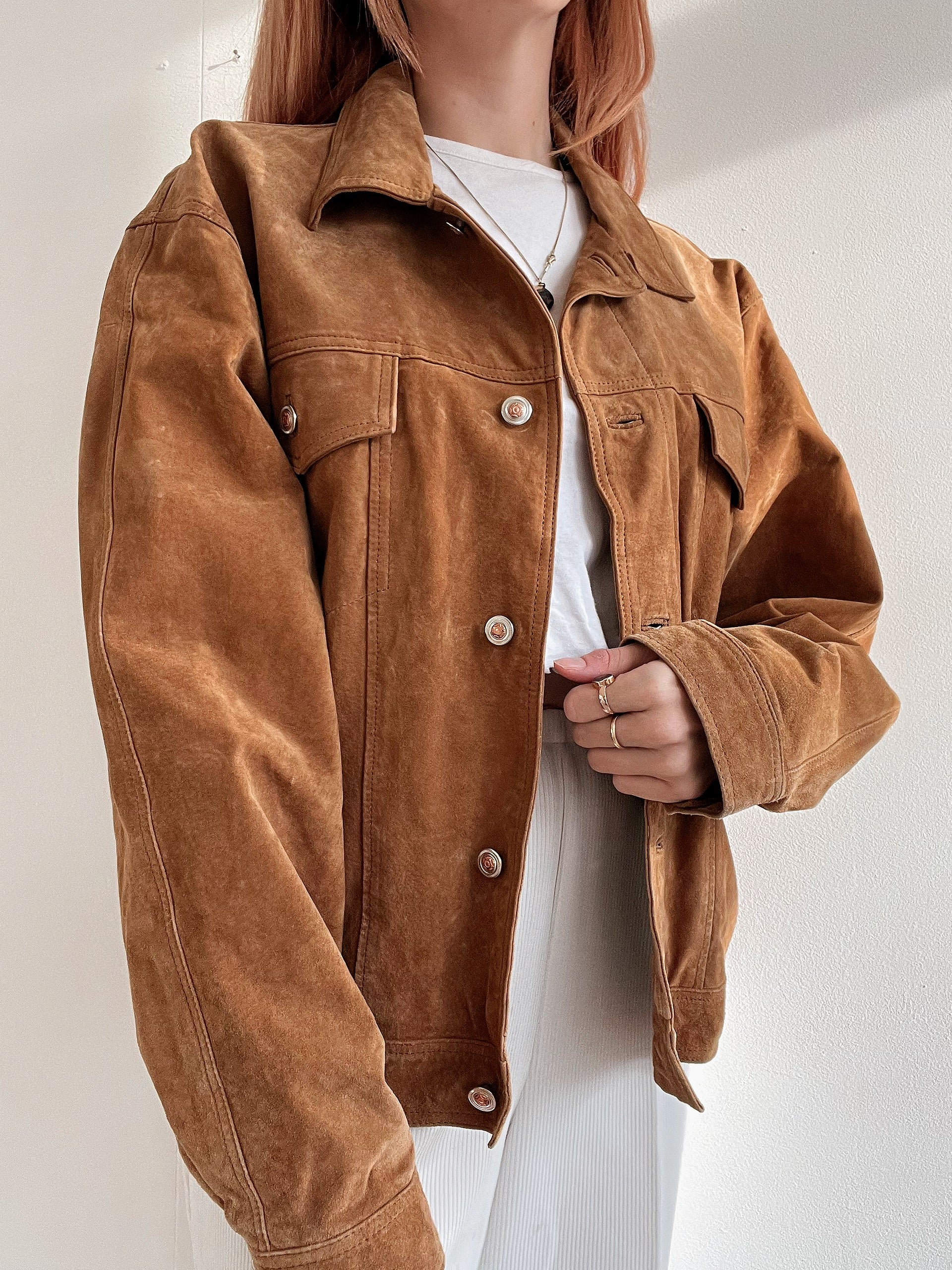 Veste en daim camel oversized M/L