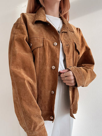 Veste en daim camel oversized M/L