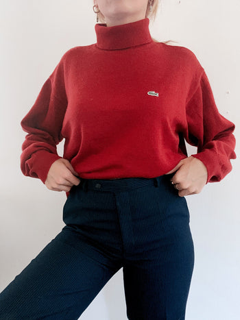 Pull à col roulé rouge foncé Lacoste XL