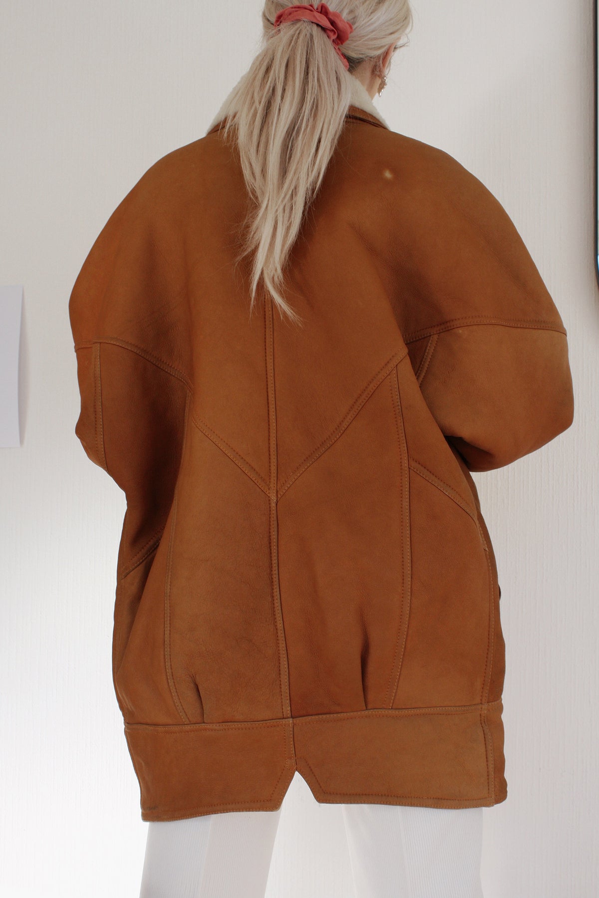 Manteau camel mouton retourné oversized L/ XL