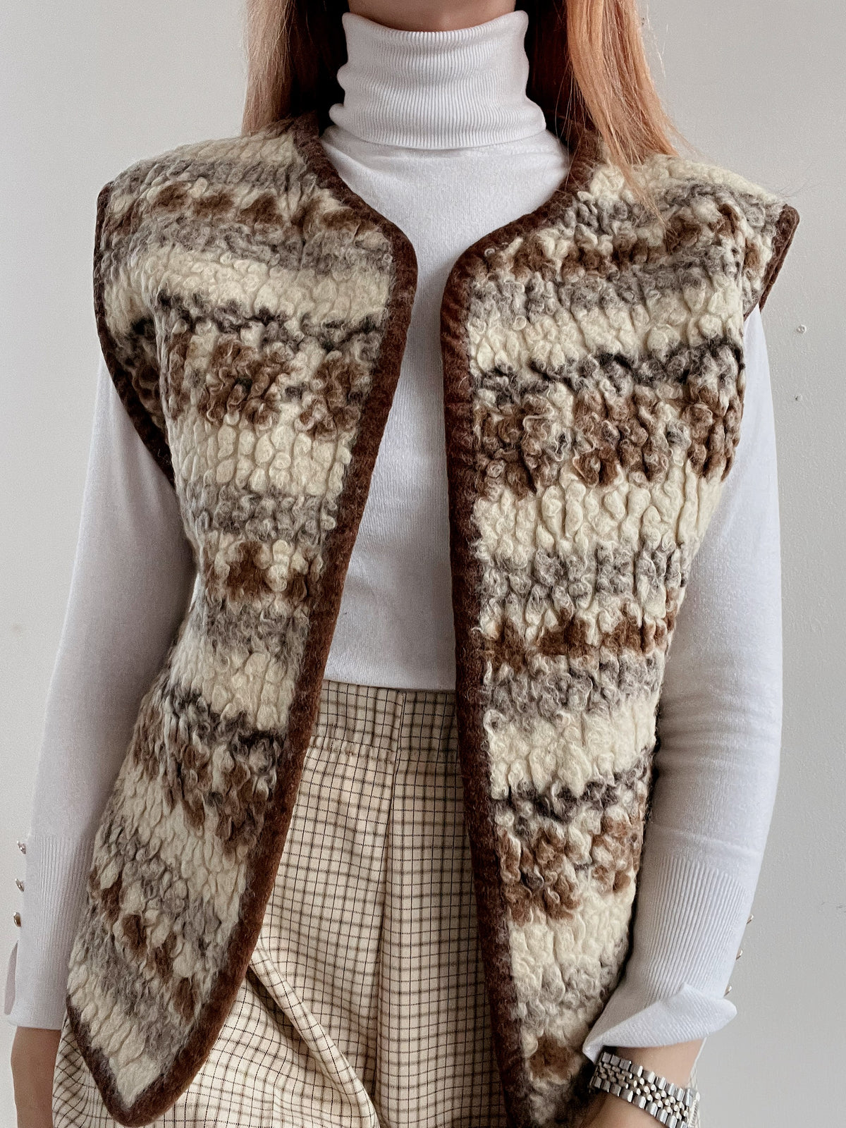 Gilet vintage sans manche en laine L