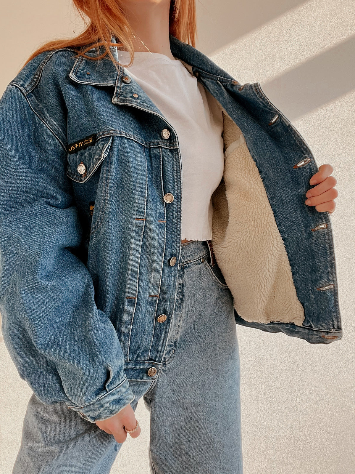White and blue jacket with orange collar Adidas XL