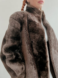 Vintage brauner Kunstpelzmantel M
