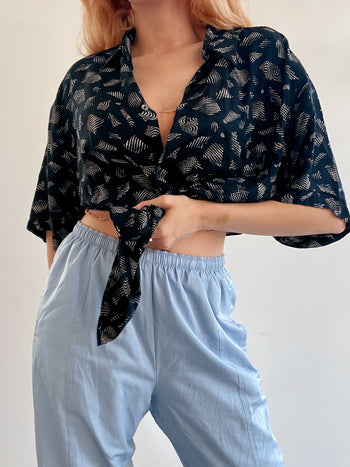 Chemise Vintage 80/90s noire à motifs