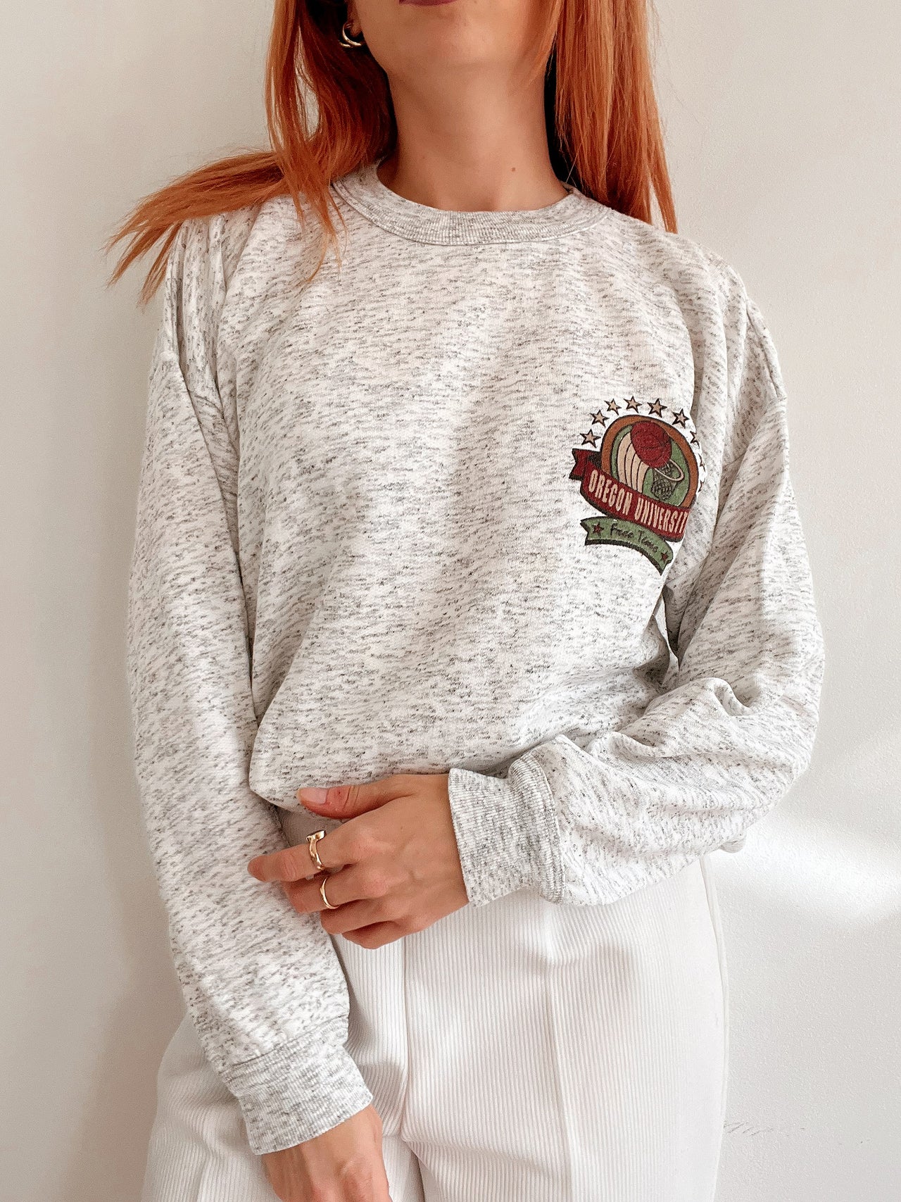 Ensemble pull & jogging gris clair chiné  L