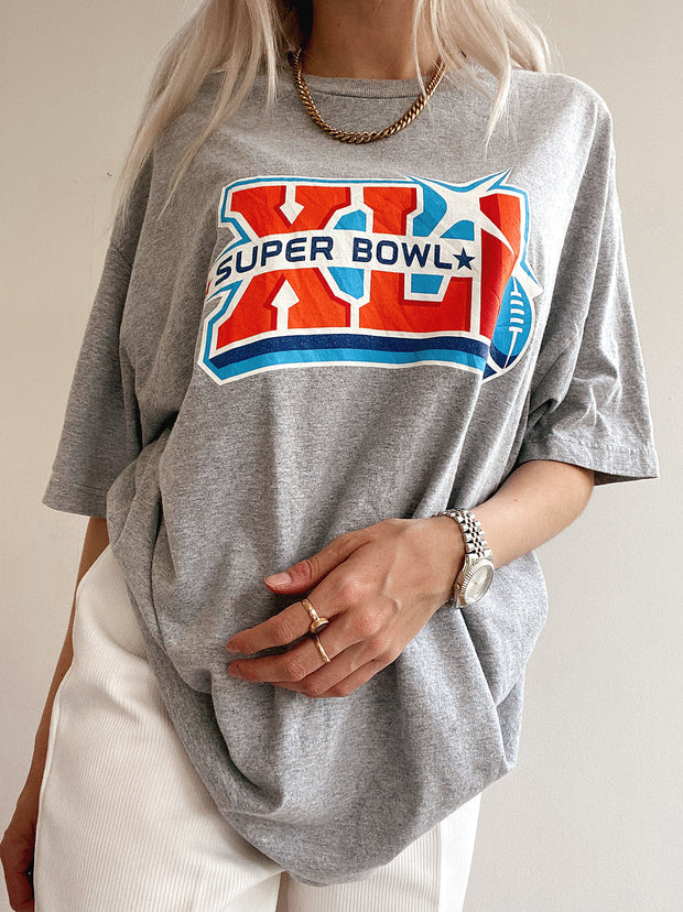 T-shirt vintage USA Superbowl gris et orange  XL