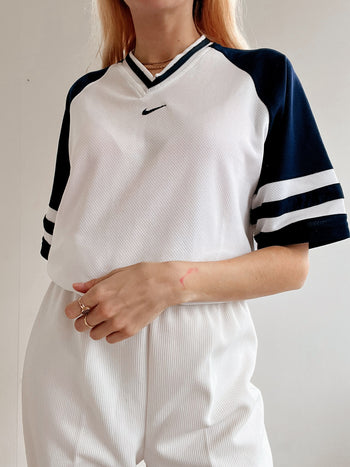 T-shirt de sport blanc vintage Nike L