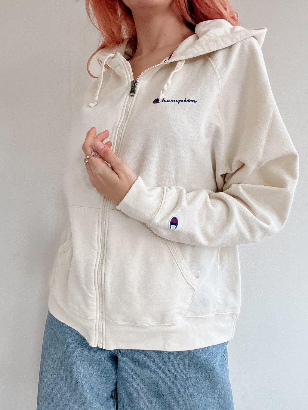 Cremefarbene Champion XL-Jacke