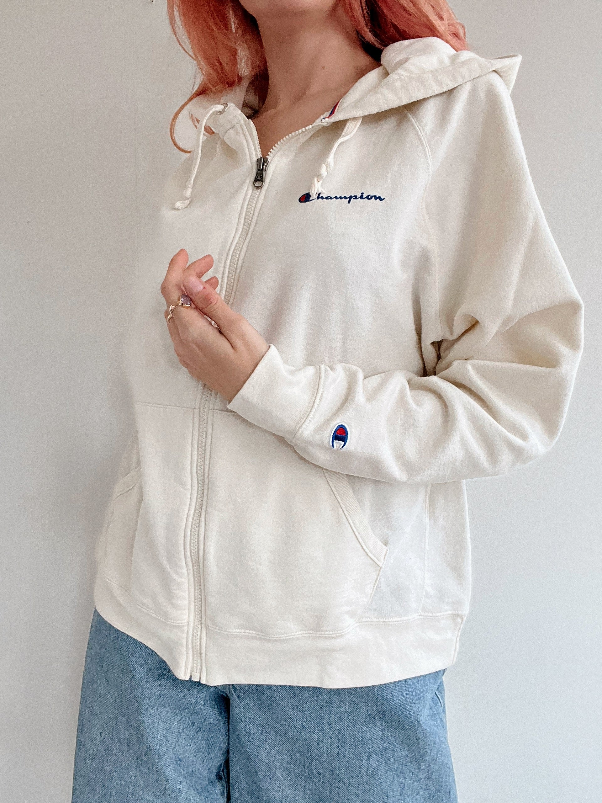 Cremefarbene Champion XL-Jacke