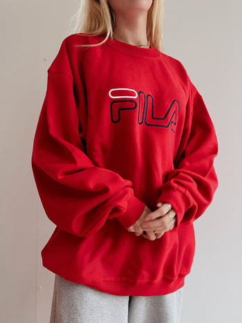 Pull vintage rouge Fila XL