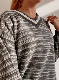 Vintage graugrüner Strickpullover