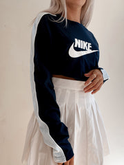 Nike L dunkelblaues und hellblaues Langarm-T-Shirt